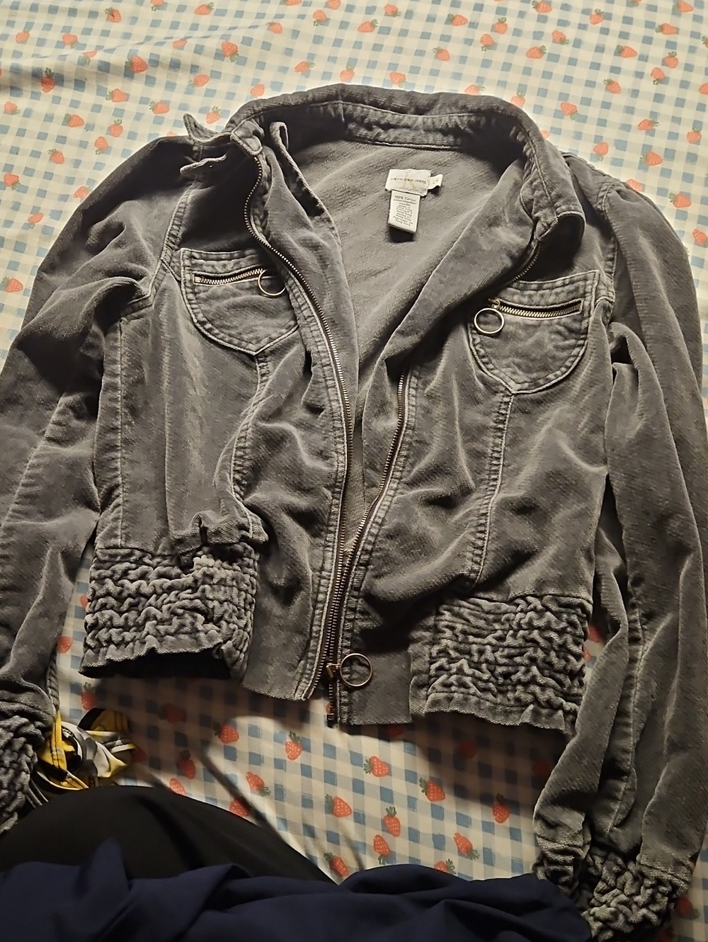 Calvin Klein Women’s Casual Washed Gray Zip-Up Jacket